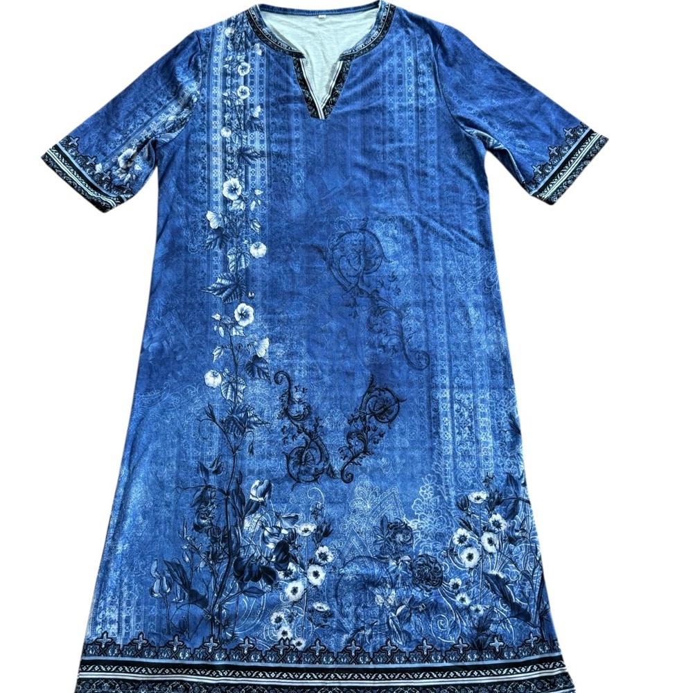 Blue Floral Midi Dress